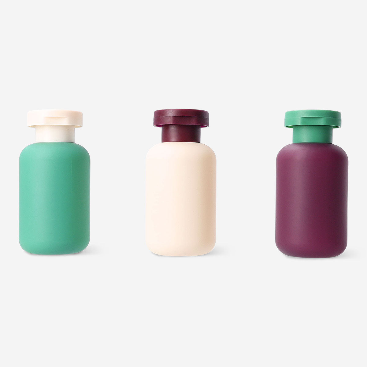 Travel set with three matte bottles from Flying Tiger Copenhagen, ideal for leisure and travel toiletries.