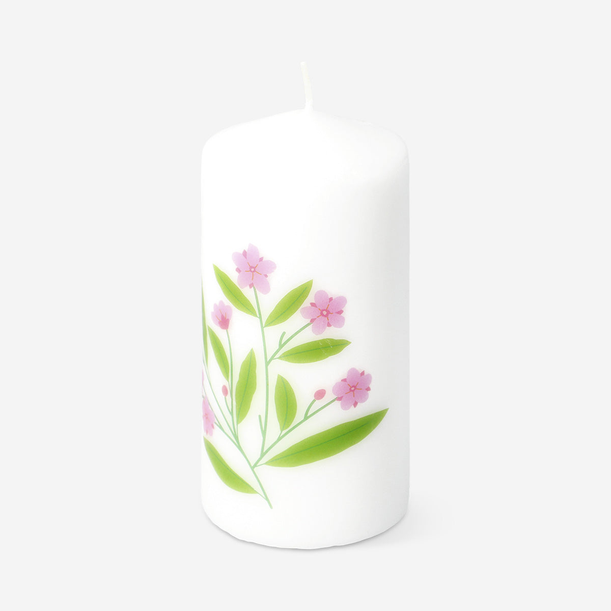 Pillar candle with flower - 14 cm
