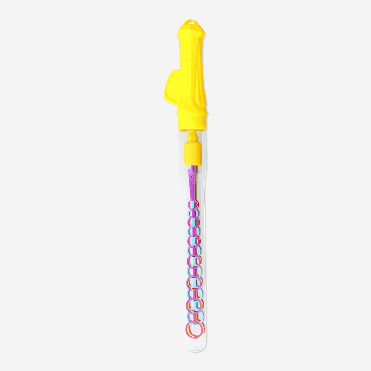 Flying Tiger Copenhagen soap bubble wand fan toy with colorful plastic blades for creating large soap bubbles.