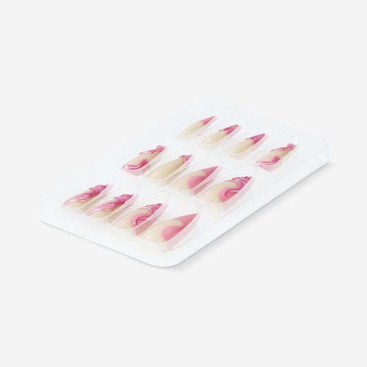 Articifial nails set - Long swirls and glitter