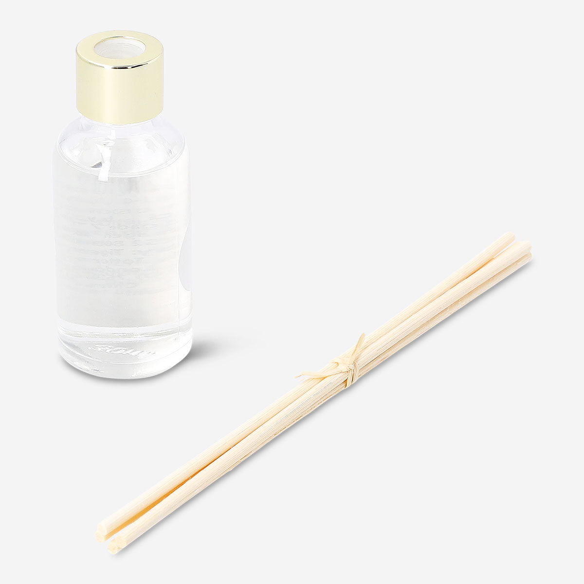 Flying Tiger Copenhagen reed diffuser with cotton blossom fragrance, 30 ml, in a clear glass bottle with natural reeds.
