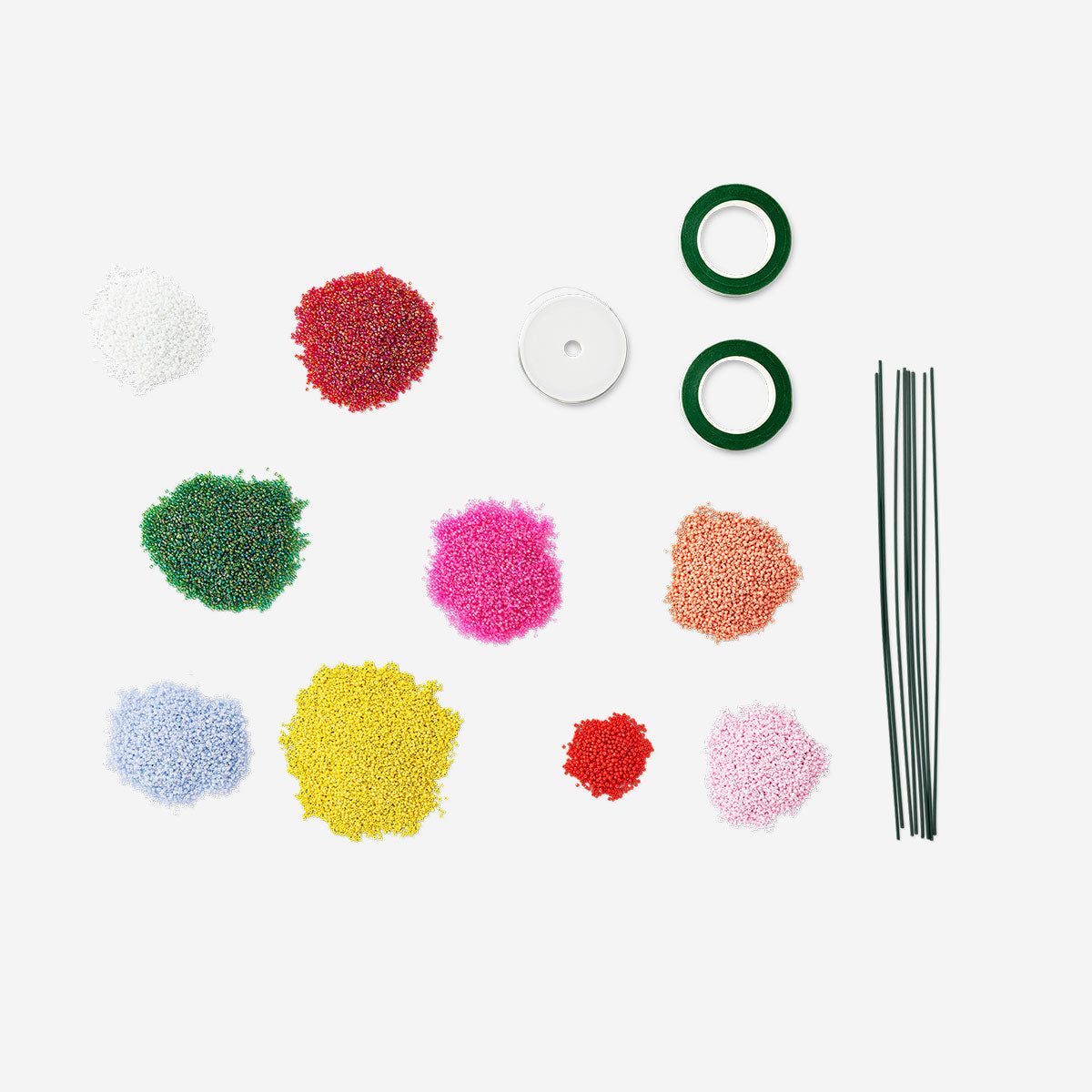 DIY beaded flowers hobby kit by Flying Tiger Copenhagen, featuring colorful beaded flower arrangements for creative craft projects.