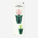 Set of two honeycomb flower table decorations for parties by Flying Tiger Copenhagen, featuring colorful, foldable paper flowers.