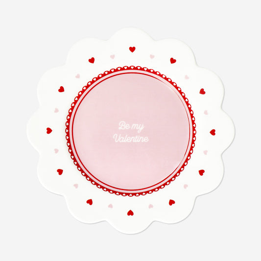 Serving plate with hearts and scalloped edges - 20 cm