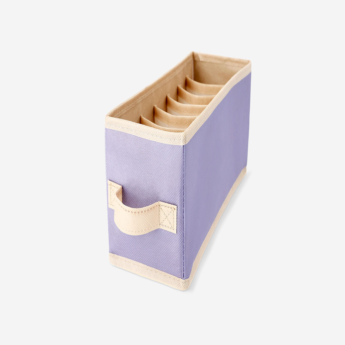 Purple Flying Tiger Copenhagen storage basket with 8 compartments, measuring 13x30 cm, used for organizing home essentials.