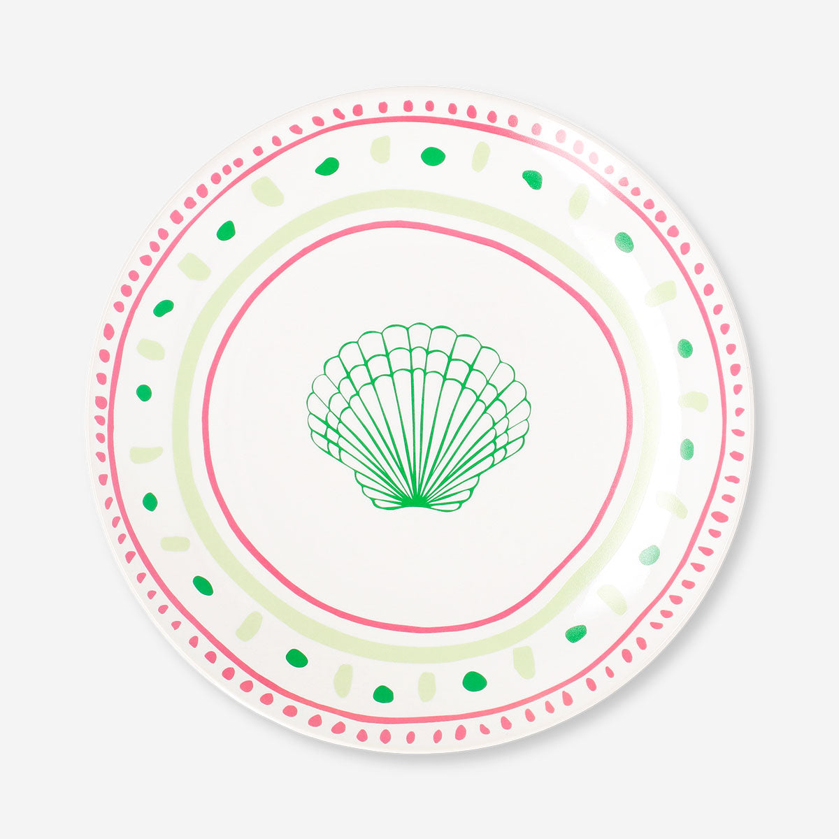 Ceramic kitchen plate with dotted pattern and seashell design, 16 cm, by Flying Tiger Copenhagen, showing a decorative coastal motif.