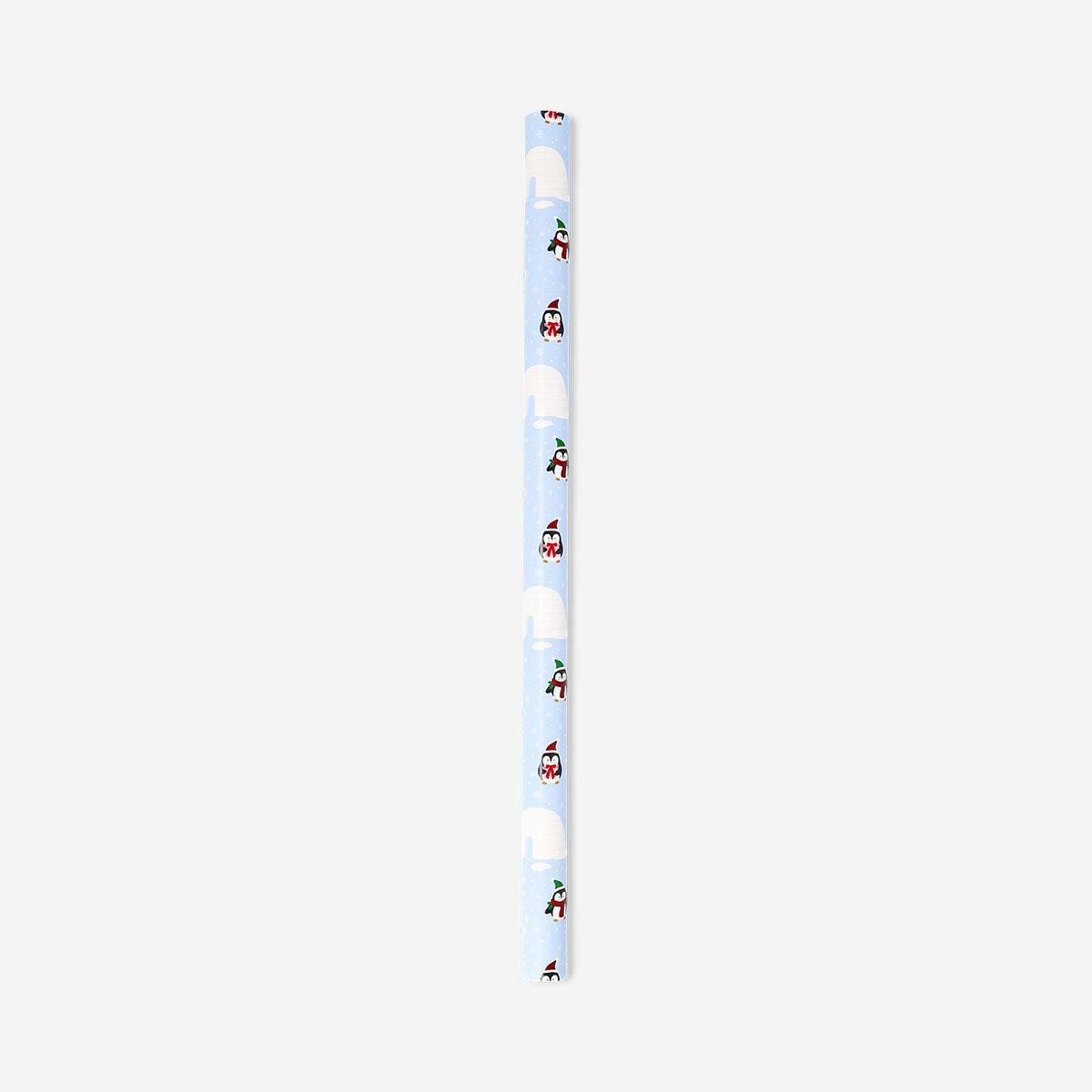 400 cm Flying Tiger Copenhagen penguins-themed office wrapping paper with playful penguin illustrations on white background.