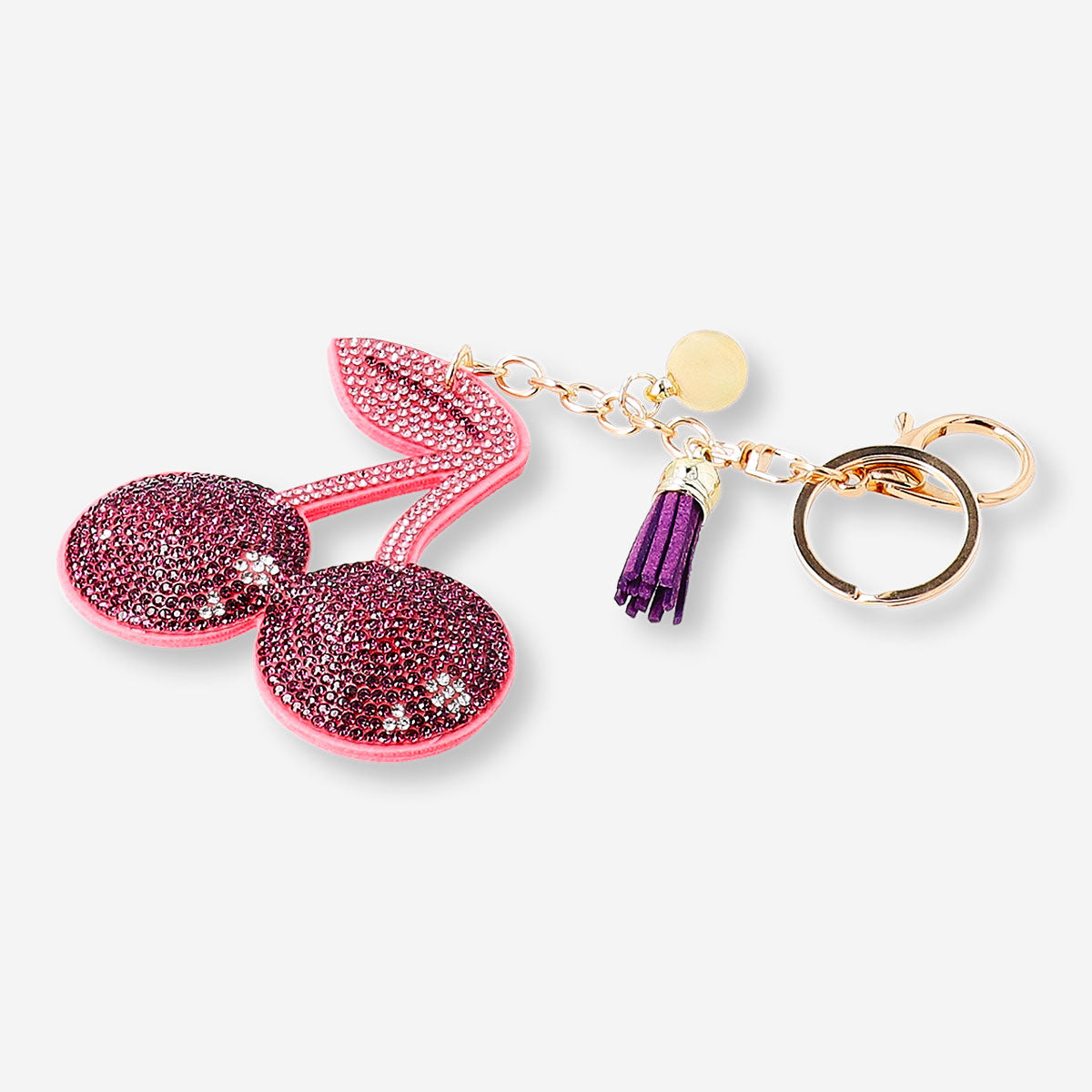 Glitter cherry keyring made of textile with colorful glitter accents, by Flying Tiger Copenhagen.