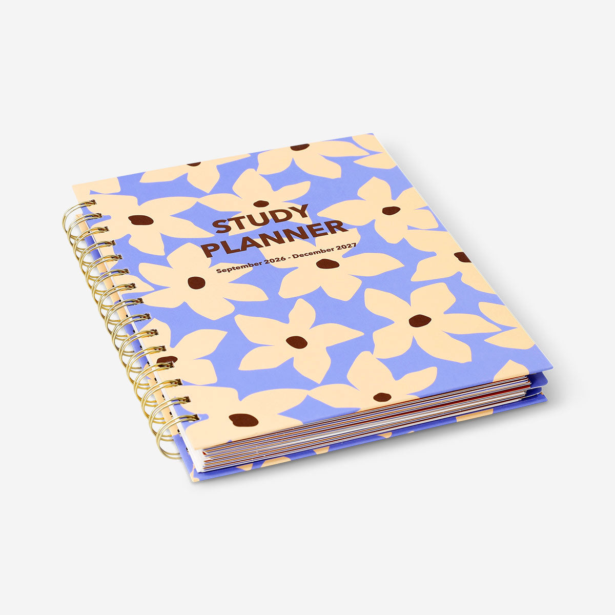 Flying Tiger Copenhagen floral study planner 2027 in English, featuring colorful floral cover for office and planning use.