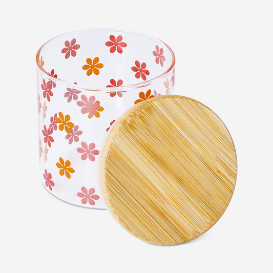 Floral storage jar with bamboo lid - 400 ml