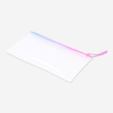 Clear office pencil case with zipper by Flying Tiger Copenhagen, showing compartments for organizing pens and stationery.