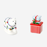 Flying Tiger Copenhagen Christmas salt and pepper set with festive holiday-themed ceramic containers for kitchen use.