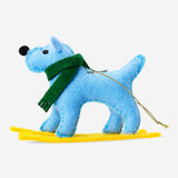 Felt hanging ornament featuring a skiing dog, decorative home decor item by Flying Tiger Copenhagen.