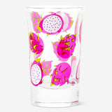 Small 40 ml shot glass with vibrant dragon fruit print from Flying Tiger Copenhagen, perfect for kitchen or bar use.