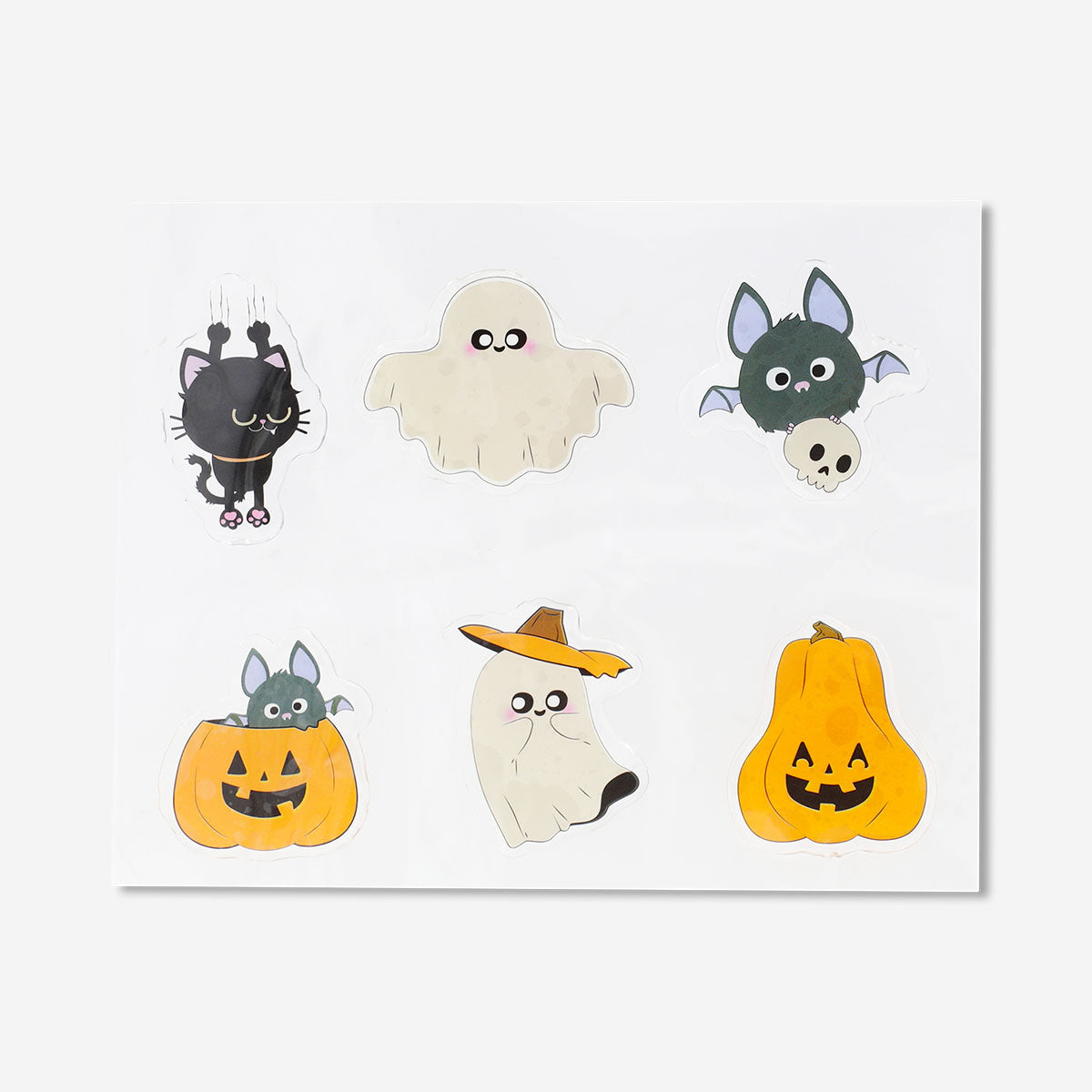 Halloween-themed window decorations featuring cute characters for parties, by Flying Tiger Copenhagen.