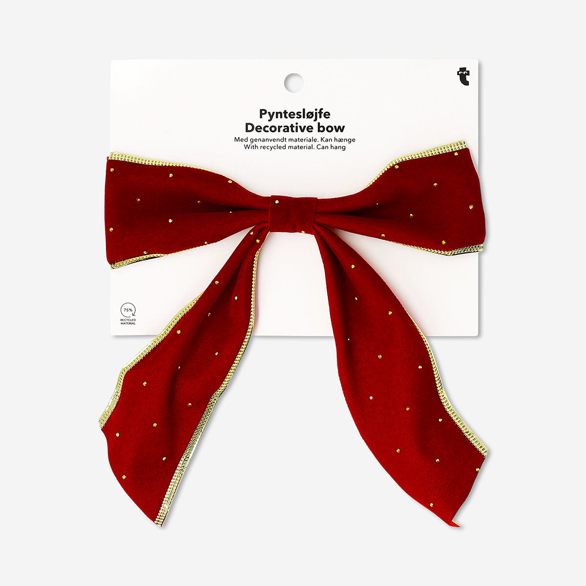 Big red velvet bow, 17 cm, designed for office decor, by Flying Tiger Copenhagen, shown on a clean background.