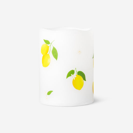 LED pillar candle with lemon print - 10 cm