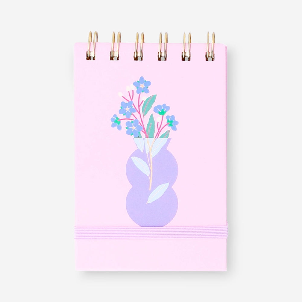 Spiral bound office notepad with vase icon cover by Flying Tiger Copenhagen, featuring a decorative floral design.