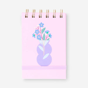 Spiral bound office notepad with a vase icon design, featuring lined pages for notes and sketches.