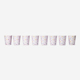 Pink confetti paper cups for party use, set of 8 by Flying Tiger Copenhagen, featuring colorful confetti design for celebrations.