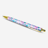 Flying Tiger Copenhagen floral ballpoint pen for office use with colorful floral design and smooth writing tip.