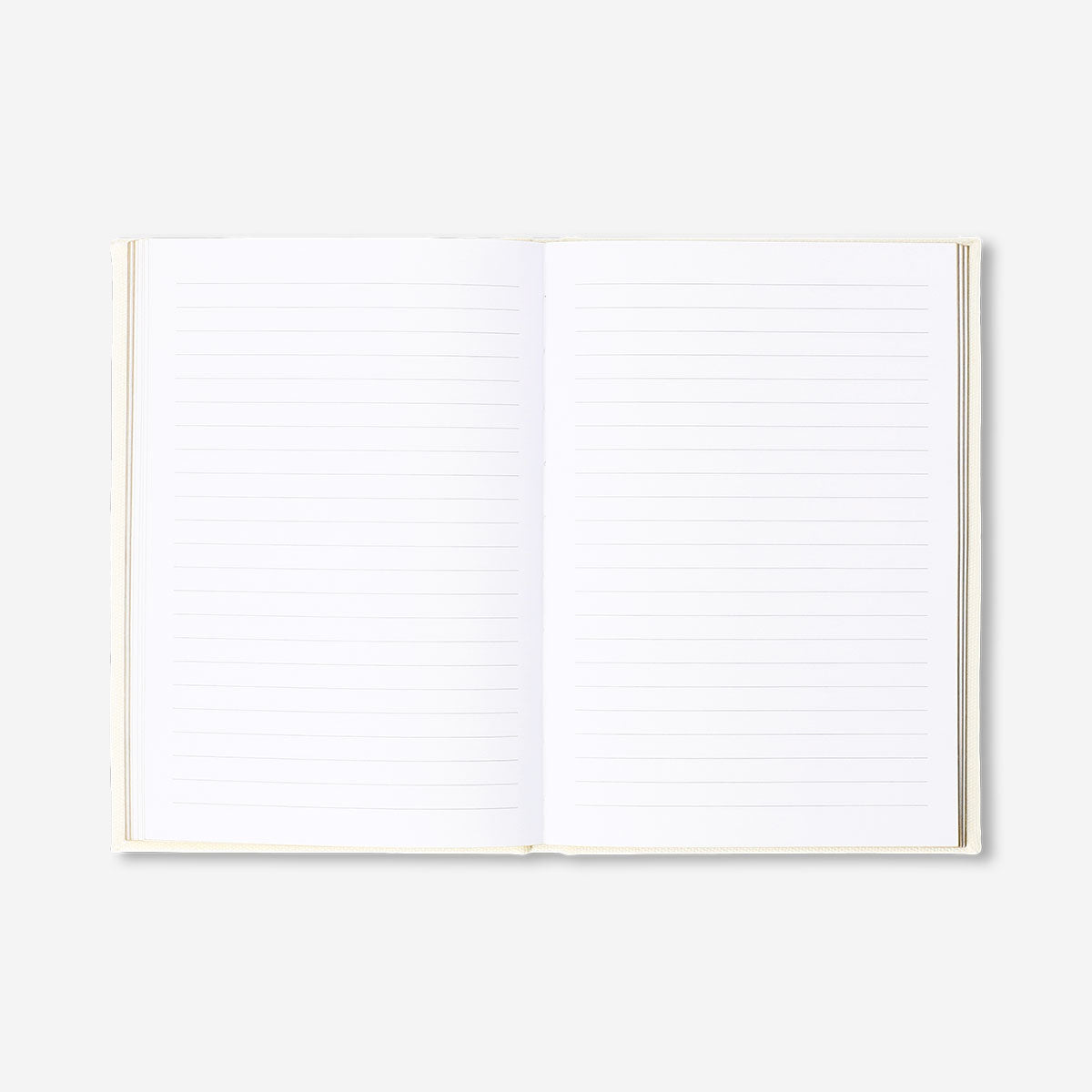 A5 white office notebook with a fabric cover by Flying Tiger Copenhagen, showing the textured fabric surface and closed binding.