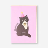 Office greeting card featuring a festive cat design from Flying Tiger Copenhagen, perfect for congratulatory messages.