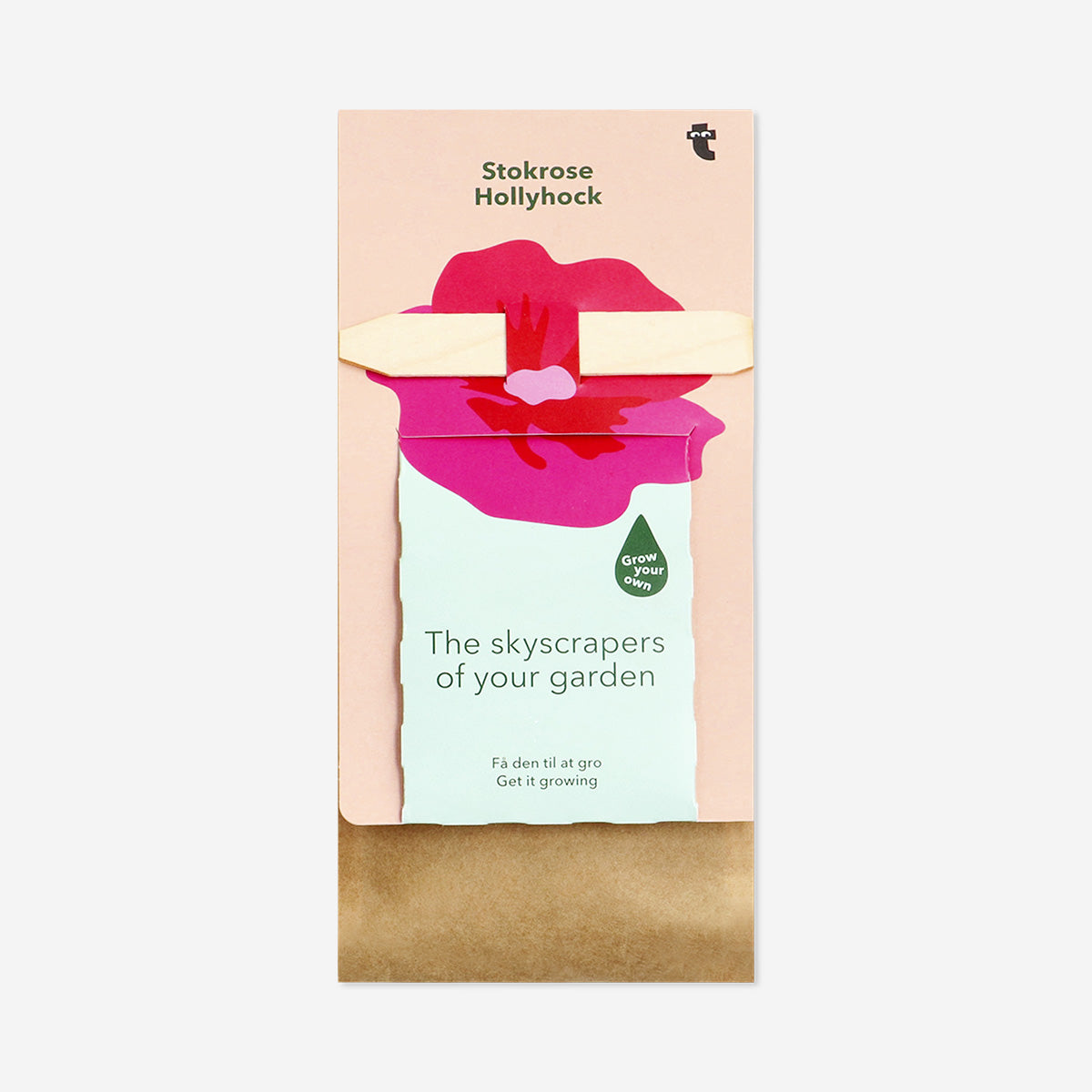 Flying Tiger Copenhagen Hollyhock grow kit for home gardening, featuring seeds, soil, and planting tools in a compact kit.