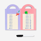 Reusable math learning book by Flying Tiger Copenhagen, hobby activity book with colorful pages for practicing math skills.