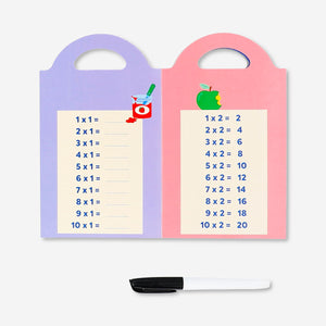 Reusable math learning book by Flying Tiger Copenhagen, hobby activity with colorful pages for educational fun.