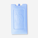 Blue ice block for home use, branded by Flying Tiger Copenhagen, shown in a clear image highlighting its solid, rectangular shape.
