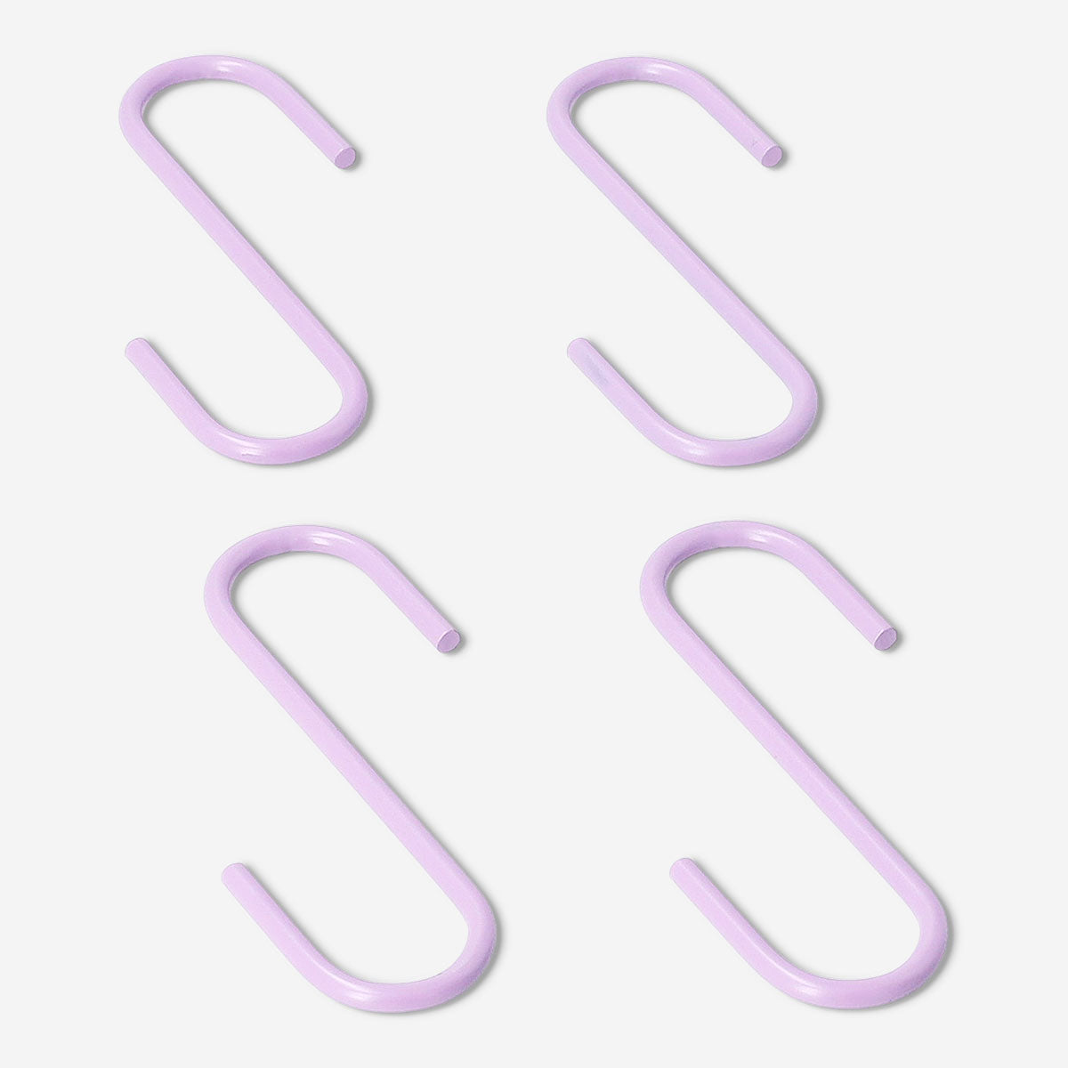 Two blue Flying Tiger Copenhagen S-hooks for home organization, hanging on a wall or rack.