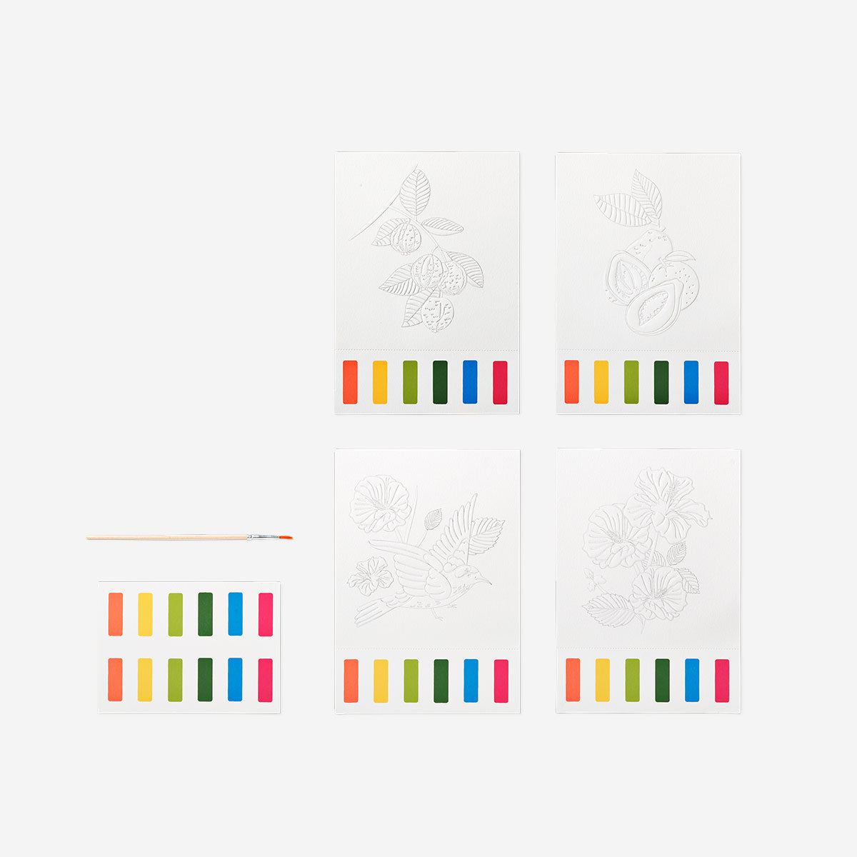 Embossed watercolor sheets with paint for hobby crafting, featuring vibrant watercolor designs and textured embossed patterns.