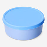 Blue ceramic food container with silicone lid, 19 cm, from Flying Tiger Copenhagen, featuring a smooth ceramic surface and secure lid.