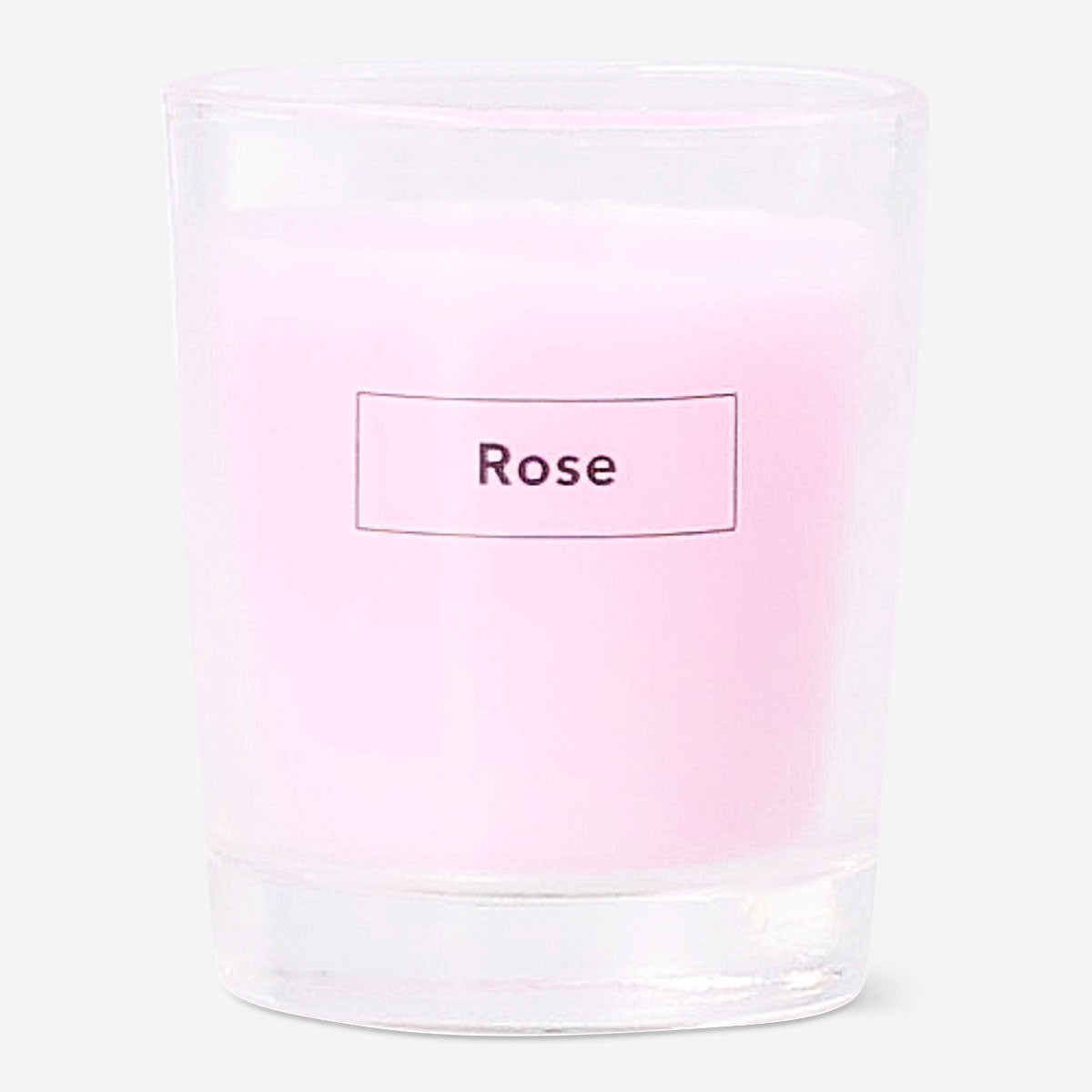 Flying Tiger Copenhagen rose scented candle in a 5 cm glass jar