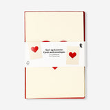 Set of five red heart greetings cards for office use by Flying Tiger Copenhagen, featuring simple heart designs.