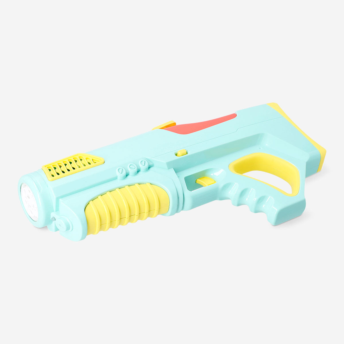 Flying Tiger Copenhagen 2-in-1 green water blaster toy with soap bubbles, ideal for outdoor water play and fun activities.