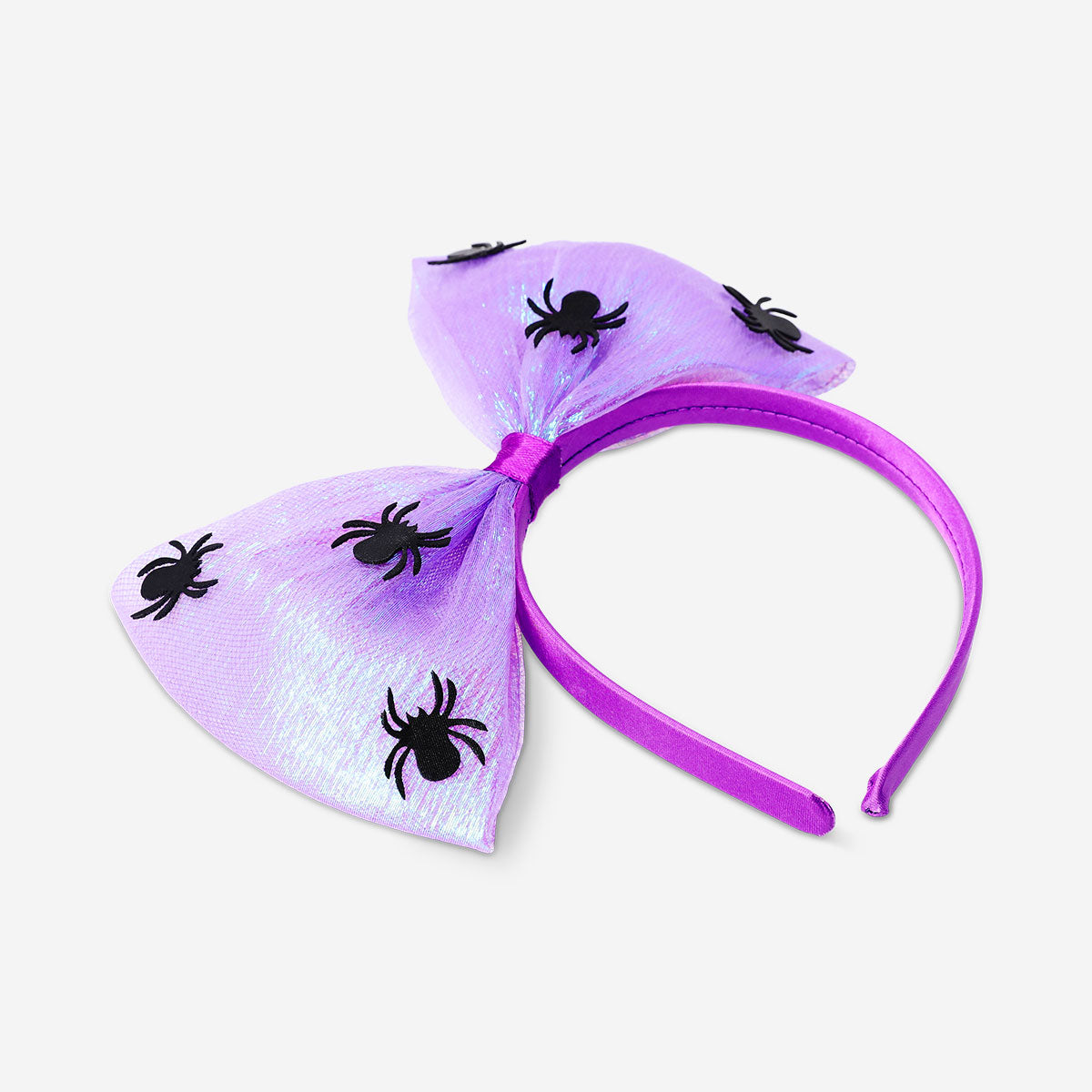 Iridescent kids' hairband with spider decorations, perfect for party costumes, by Flying Tiger Copenhagen.