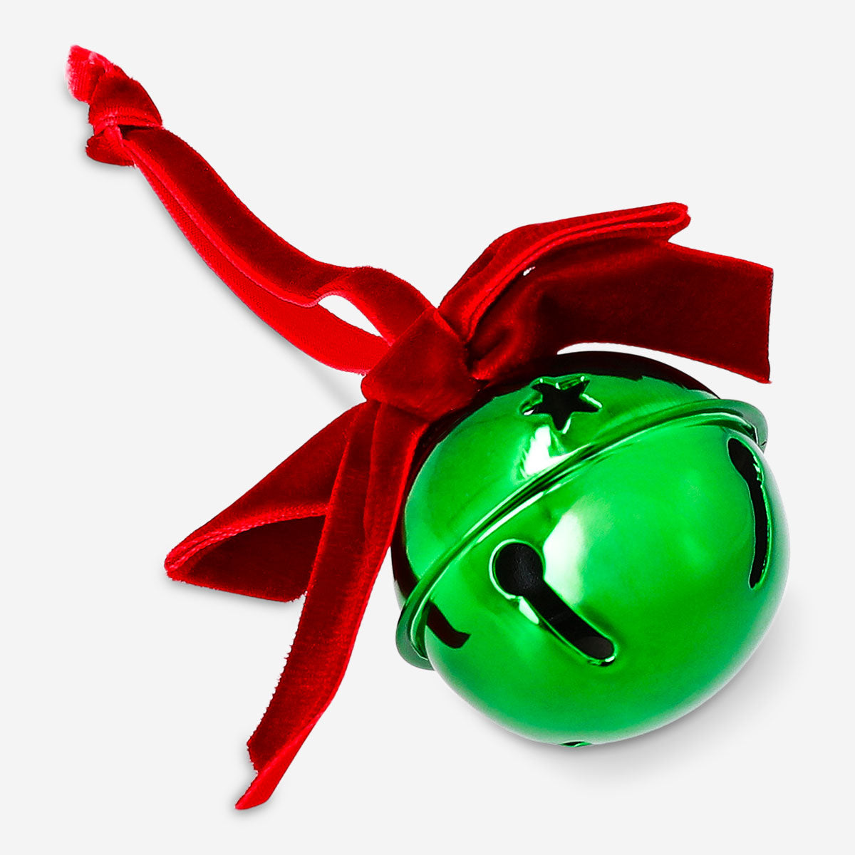 Flying Tiger Copenhagen Christmas bell with red bow, festive holiday home decoration, shiny metal bell with ribbon detail