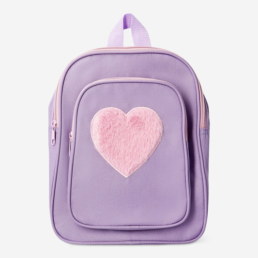 Backpack with plush pink heart