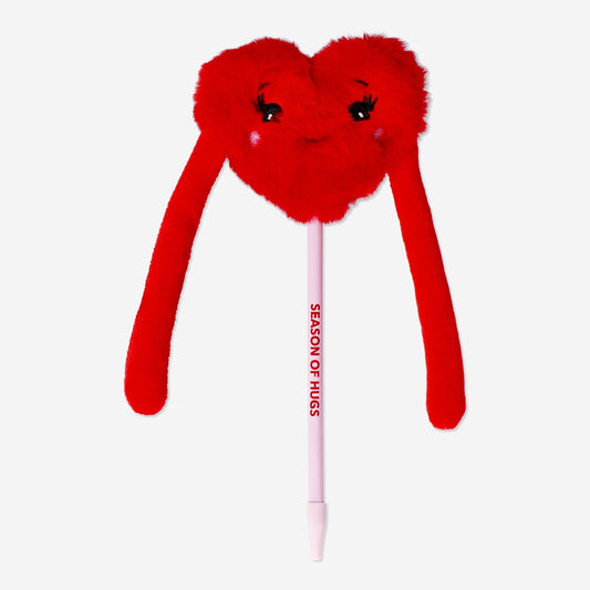 Penna a sfera con tappo a cuore rosso in peluche