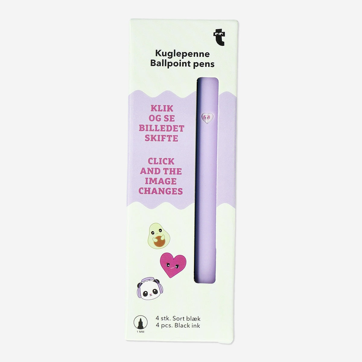 Ballpoint pens with heart cut outs - 4 pcs Office Flying Tiger Copenhagen 