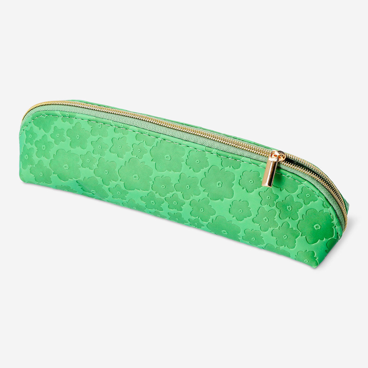 Green floral pencil case from Flying Tiger Copenhagen, perfect for office supplies and organization.