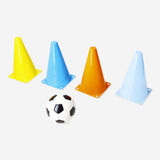 Flying Tiger Copenhagen football game with cones for outdoor play and sports activities.