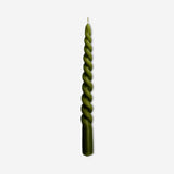 Twisted green candle - 21 cm
