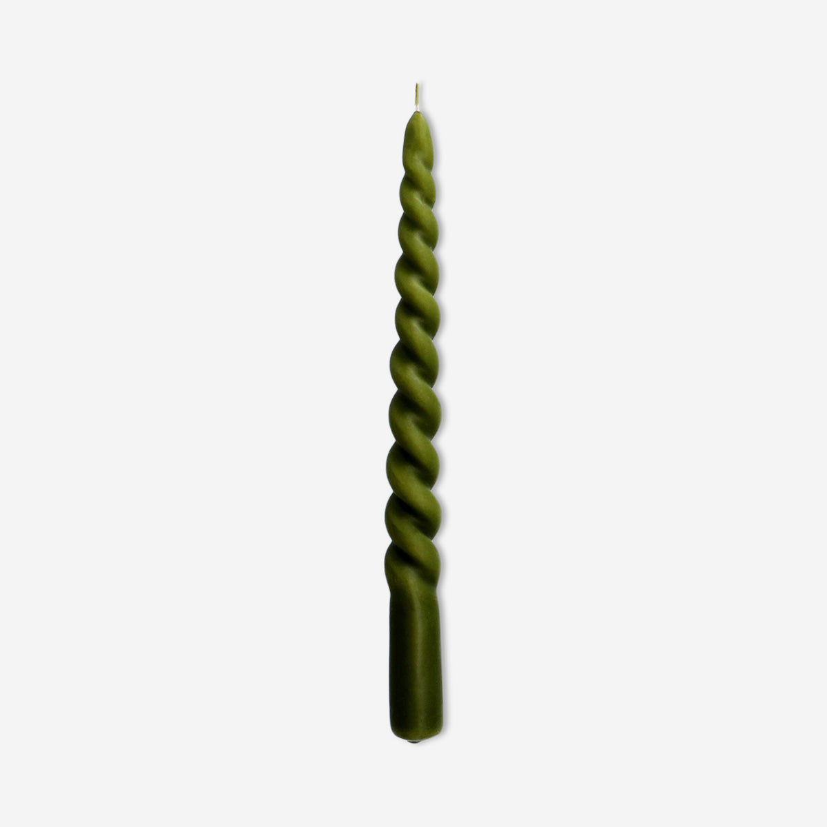 Twisted green candle - 21 cm