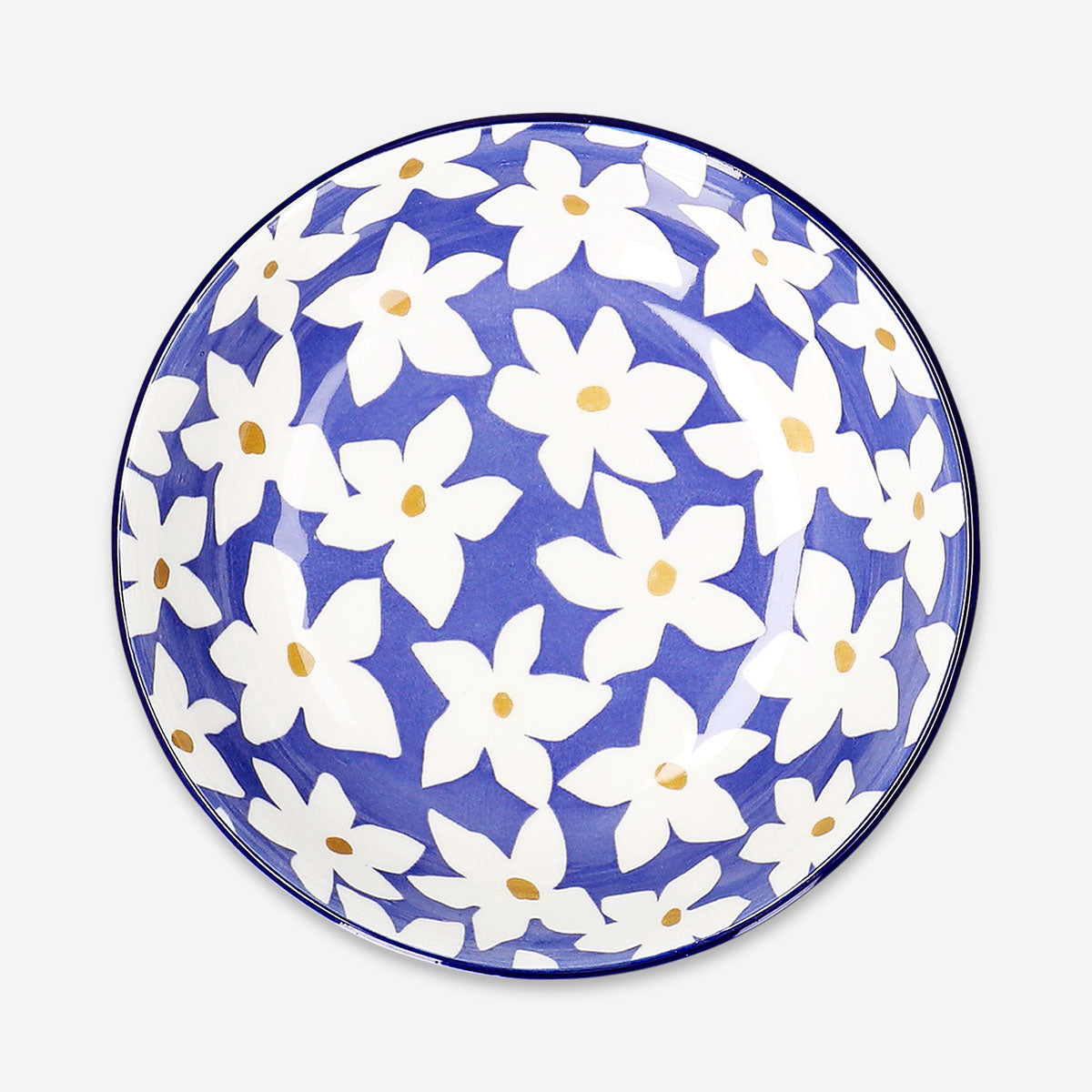Bol bas en céramique à motif floral - 14 cm