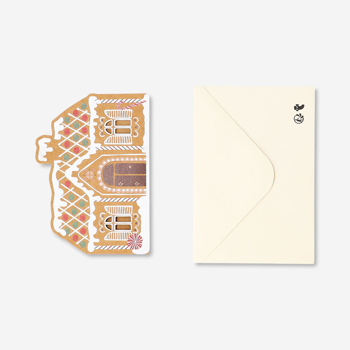 Office Christmas card featuring a festive gingerbread house design by Flying Tiger Copenhagen.
