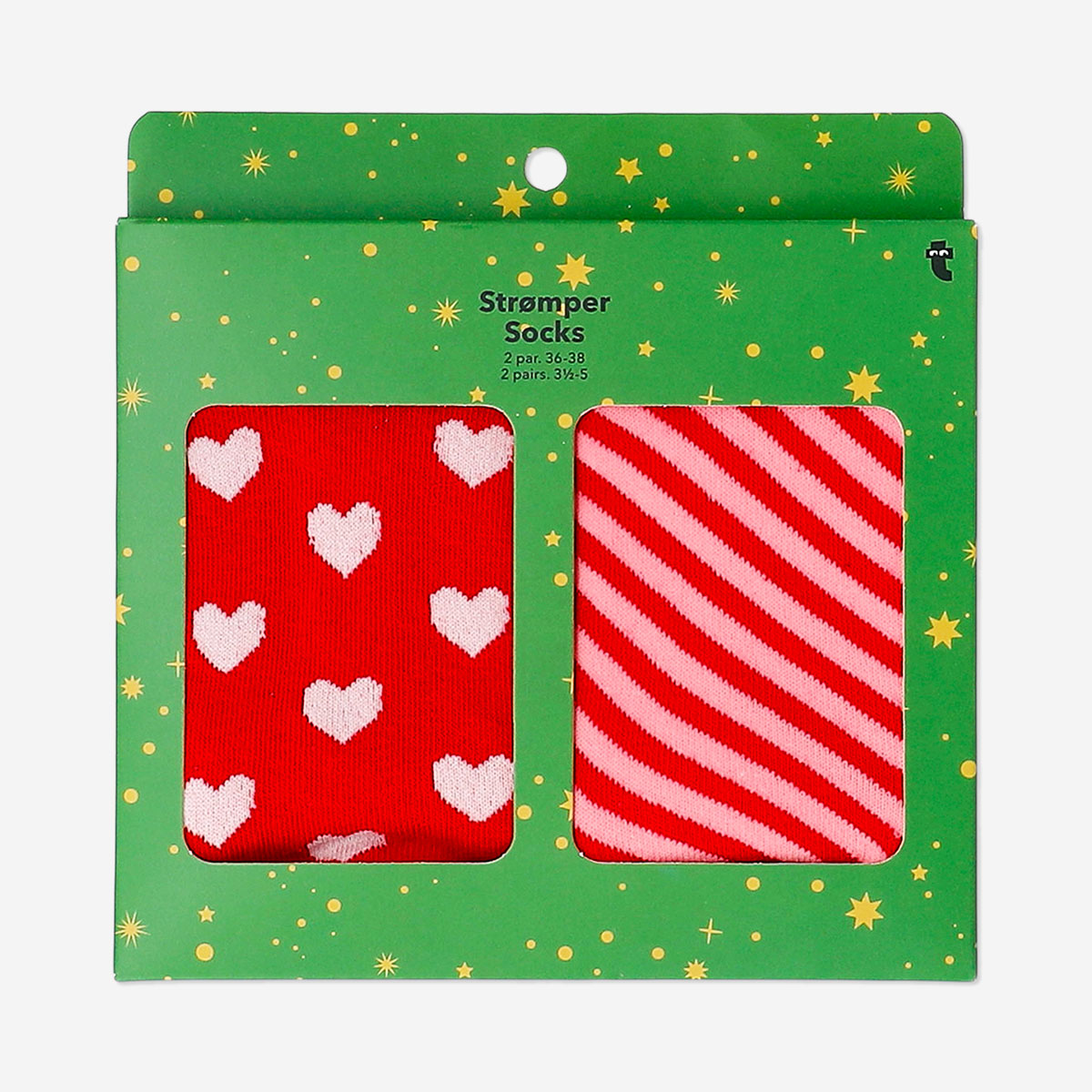 Gift set of Christmas socks with green trim - Size 36/38