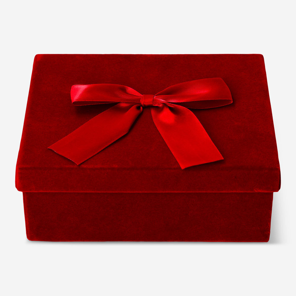Red velvet gift box with bow, 18x15 cm, designed for office gifts, by Flying Tiger Copenhagen.